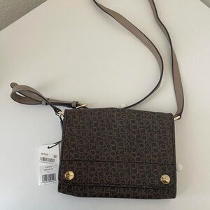 Calvin Klein Monogram Crossbody Bag in Dark Brown